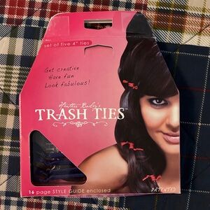 Set of five navy trash ties for hair